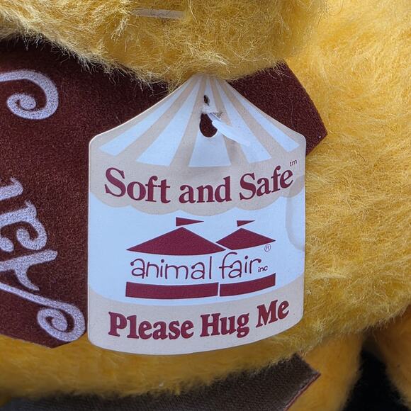 1979 Animal Fair Aarty Ardvark 15" Plush Yellow Red Vest W/Tags Vintage #2 - Picture 11 of 16